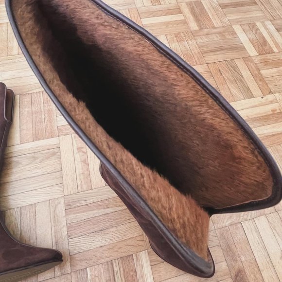 Vintage Suede Boots, Size 7, Brown - Picture 3 of 5